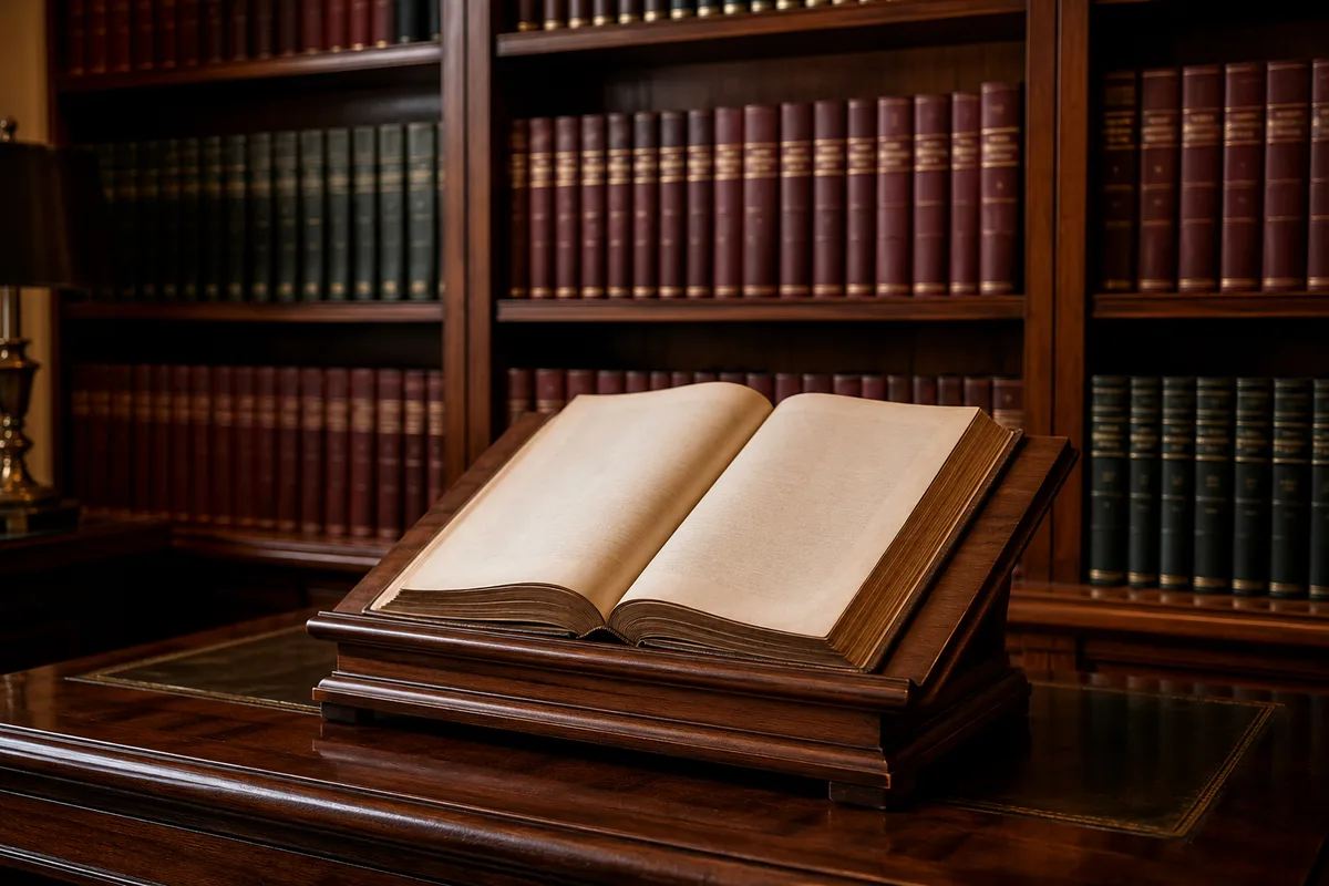 Bureau d avocat avec code juridique ouvert et stylo posé en travers