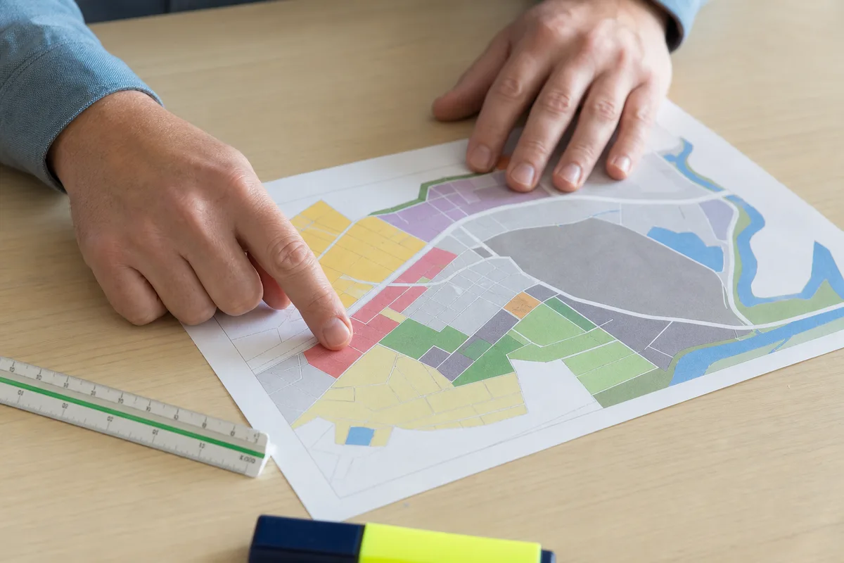 Consultation d&rsquo;une carte de zonage des risques naturels sur un plan parcellaire