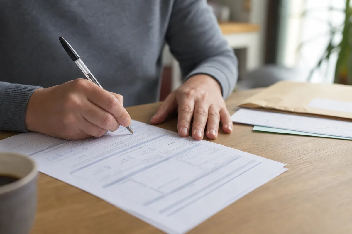 Parent complétant le formulaire cerfa de demande au juge aux affaires familiales