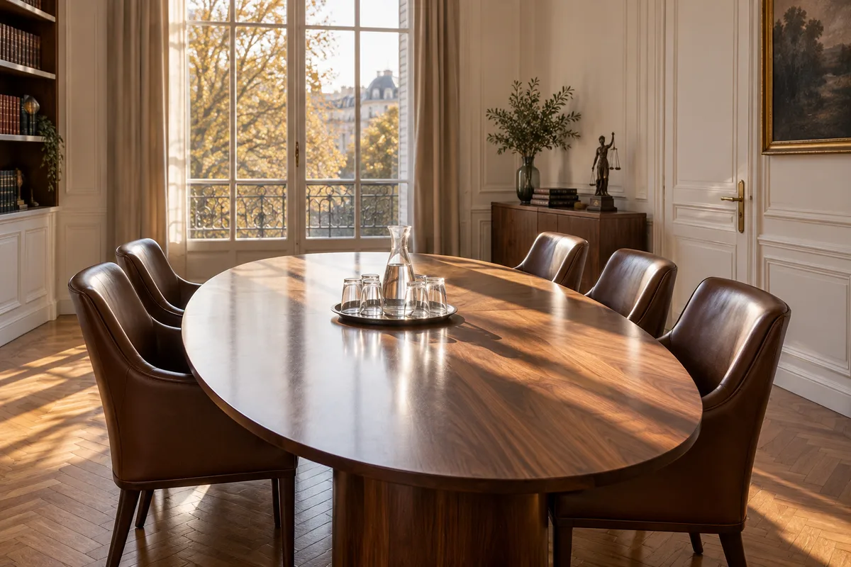 Salle de réunion vide d&rsquo;un cabinet d&rsquo;avocat